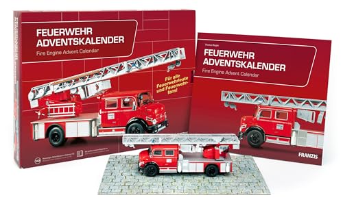 FRANZIS 67206 - Feuerwehr Adventskalender, Metall Modellbausatz des Mercedes-Benz L1519 im Maßstab...